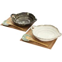 2G0008 Natural Curry & Stew Plate Pair Gift Set