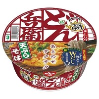 [Best Before:16.06.2024]Nissin Donbei Instant Buckwheat Noodle Bowl with Vegetable Tempura どん兵衛 天ぷらそば Wだし 100g